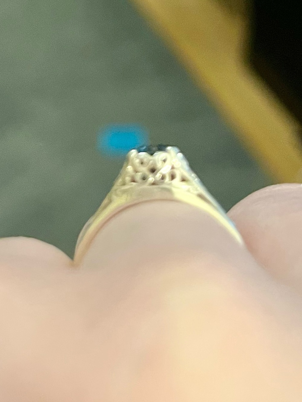 5mm Filigree Blue Moissanite Ring 925 Silver size 7.5 - Picture 3 of 8